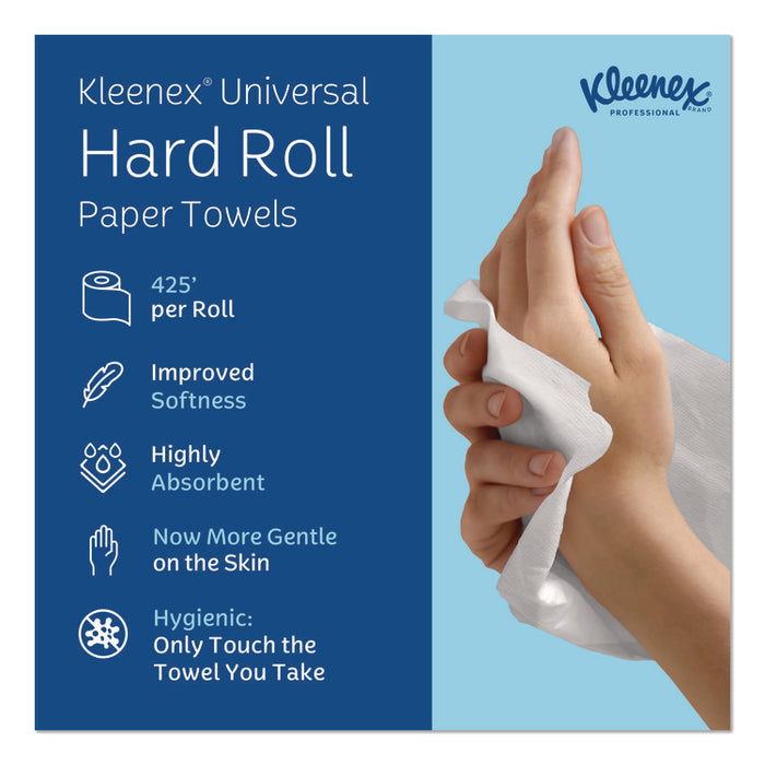 Universal Hard Roll Paper Towels with Premium Absorbency Pockets, 1-Ply, 8" x 425 ft, 1.5" Core, White, 12 Rolls/Carton
