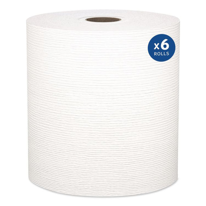 Universal Hard Roll Paper Towels with Premium Absorbency Pockets, 1-Ply, 8" x 600 ft, 1.75" Core, White, 6 Rolls/Carton