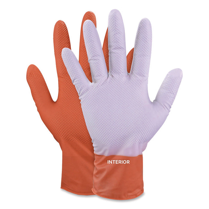 Ultra Industrial Flock-Lined Nitrile Disposable Gloves, Medium, 8 mil Thick, 9.06" Long, Orange, 50/Box, 10 Boxes/Carton