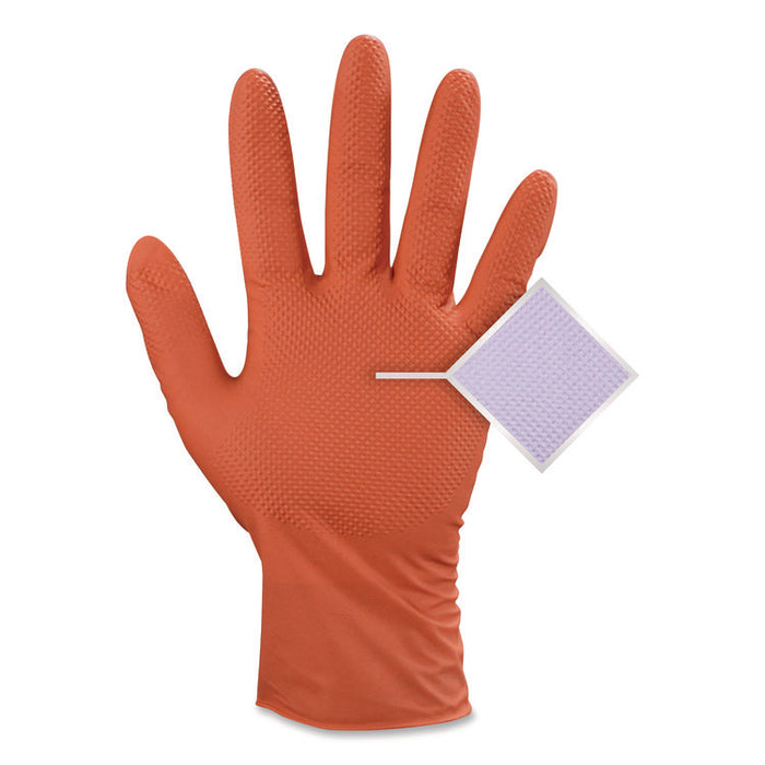 Ultra Industrial Flock-Lined Nitrile Disposable Gloves, Medium, 8 mil Thick, 9.06" Long, Orange, 50/Box, 10 Boxes/Carton