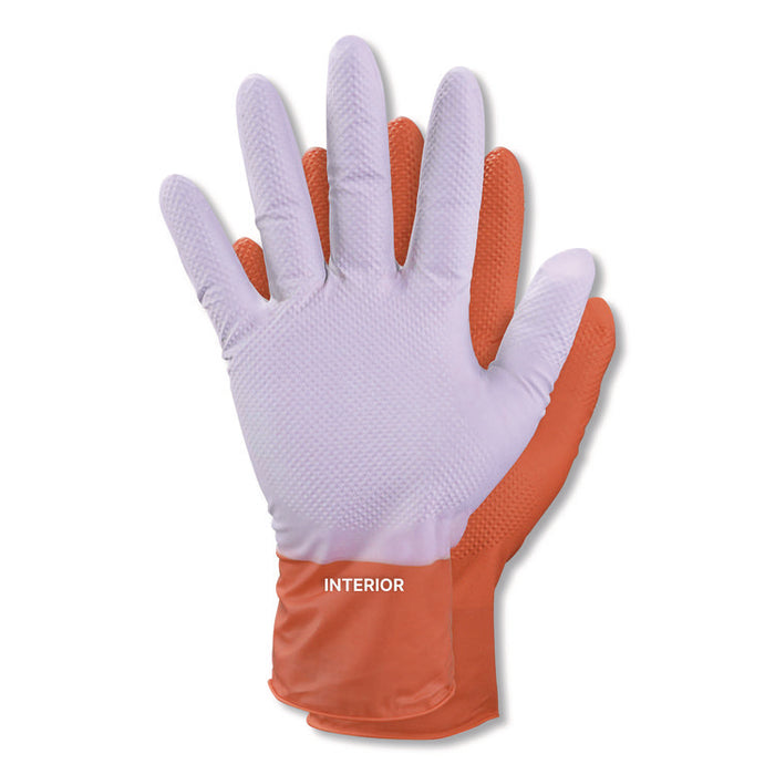 Ultra Industrial Flock-Lined Nitrile Disposable Gloves, Medium, 8 mil Thick, 9.06" Long, Orange, 50/Box, 10 Boxes/Carton