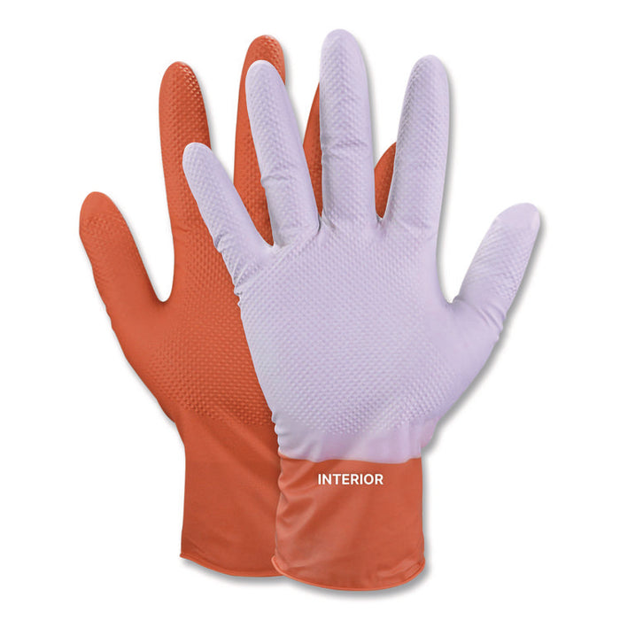 Ultra Industrial Flock-Lined Nitrile Disposable Gloves, X-Large, 8 mil Thick, 9.06" Long, Orange, 50/Box, 10 Boxes/Carton