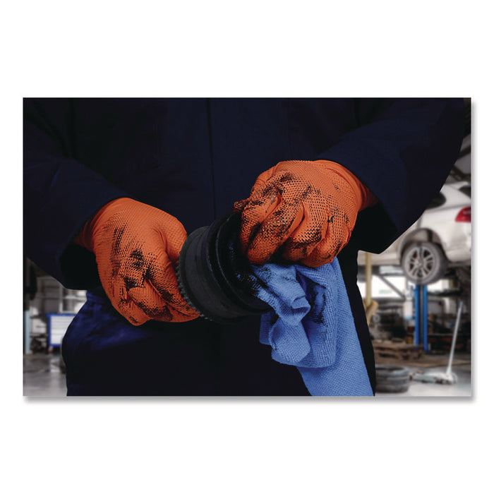 Ultra Industrial Flock-Lined Nitrile Disposable Gloves, X-Large, 8 mil Thick, 9.06" Long, Orange, 50/Box, 10 Boxes/Carton