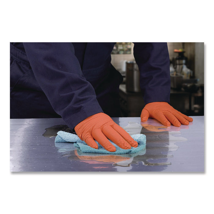 Ultra Industrial Flock-Lined Nitrile Disposable Gloves, X-Large, 8 mil Thick, 9.06" Long, Orange, 50/Box, 10 Boxes/Carton