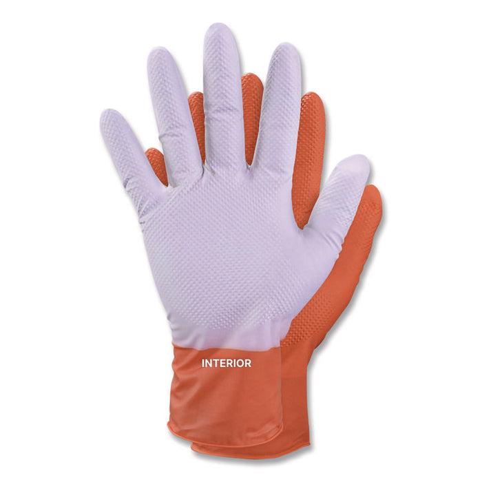 Ultra Industrial Flock-Lined Nitrile Disposable Gloves, X-Large, 8 mil Thick, 9.06" Long, Orange, 50/Box, 10 Boxes/Carton