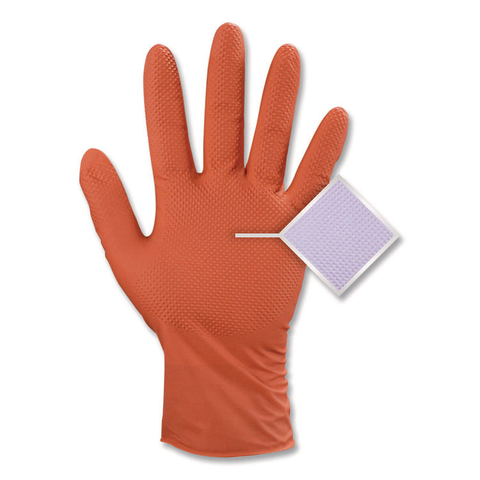 Ultra Industrial Flock-Lined Nitrile Disposable Gloves, XX-Large, 8 mil Thick, 9.06" Long, Orange, 50/Box, 10 Boxes/Carton