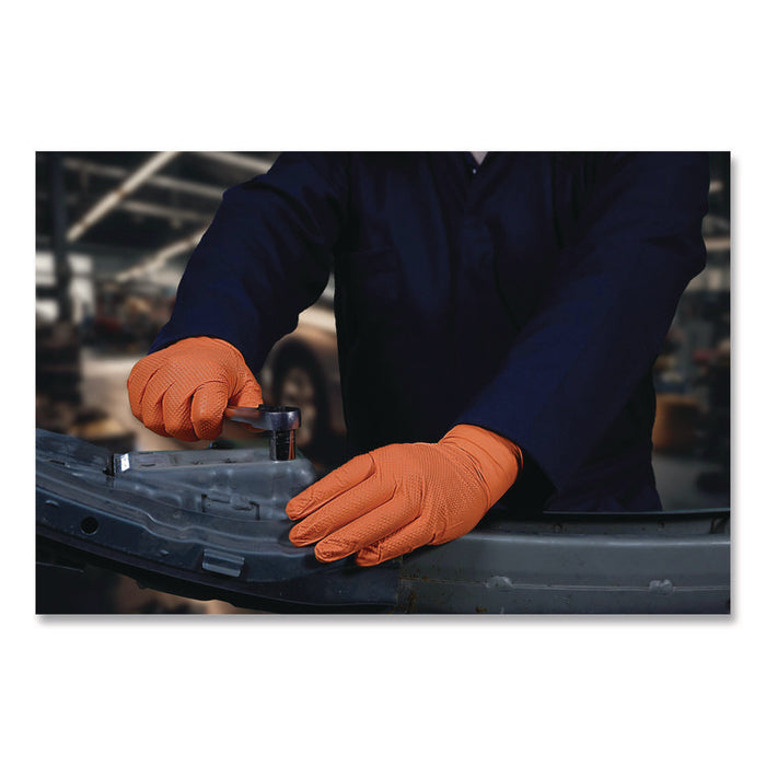 Ultra Industrial Flock-Lined Nitrile Disposable Gloves, XX-Large, 8 mil Thick, 9.06" Long, Orange, 50/Box, 10 Boxes/Carton