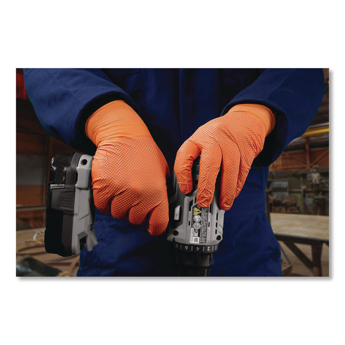 Ultra Industrial Flock-Lined Nitrile Disposable Gloves, XX-Large, 8 mil Thick, 9.06" Long, Orange, 50/Box, 10 Boxes/Carton