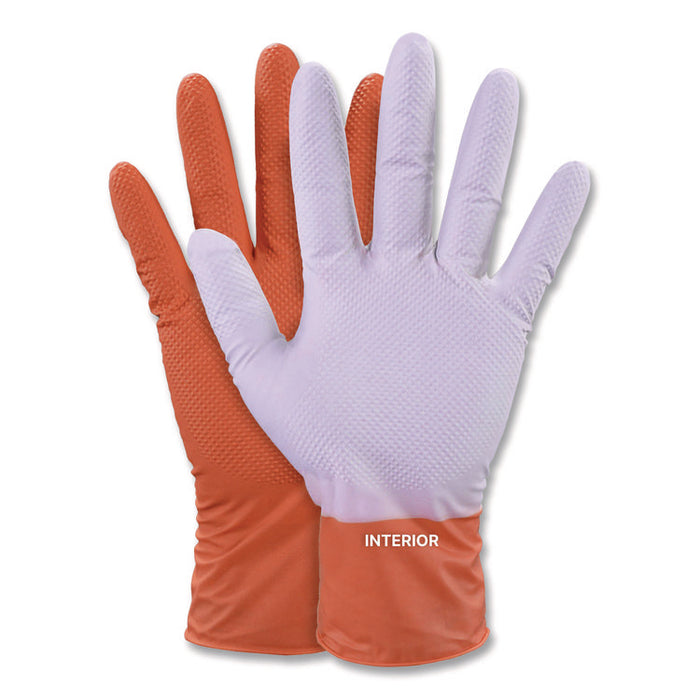 Ultra Industrial Flock-Lined Nitrile Disposable Gloves, XX-Large, 8 mil Thick, 9.06" Long, Orange, 50/Box, 10 Boxes/Carton