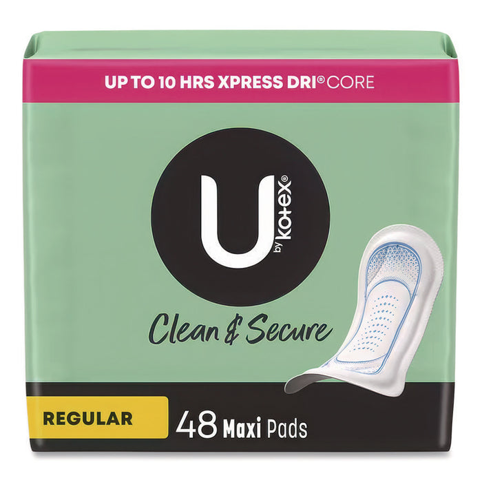 U by Kotex Security Maxi Pads, Unscented, Regular Absorbency, 48/Pack