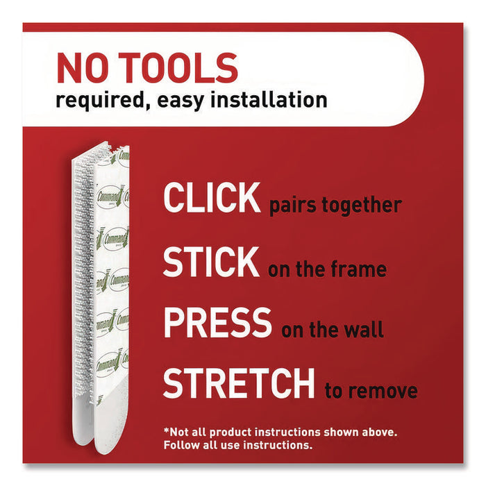 Bath Picture Hanging Strip Pairs, Holds Up to 4 lb, Large: 0.75" x 3.65", White, 4/Pack
