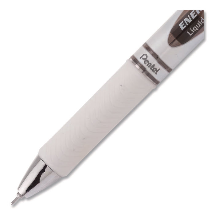 EnerGel Pearl Deluxe RTX Gel Pen, Retractable, Medium 0.7 mm, Black Ink, Pearl White/Black Barrel, Dozen