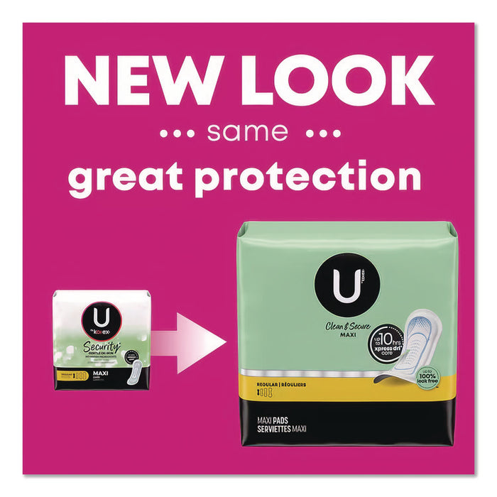 U by Kotex Security Maxi Pads, Unscented, Regular Absorbency, 48/Pack