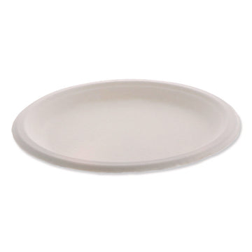 EarthChoice Fiber-Blend Bagasse Dinnerware, Plate, 9" dia, White, 500/Carton