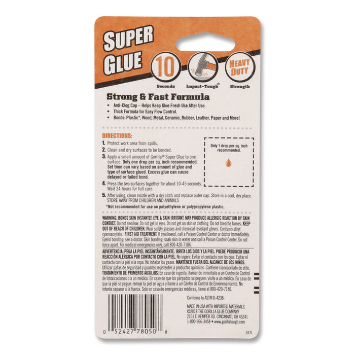 Super Glue, 0.53 oz, Dries Clear, 4/Carton