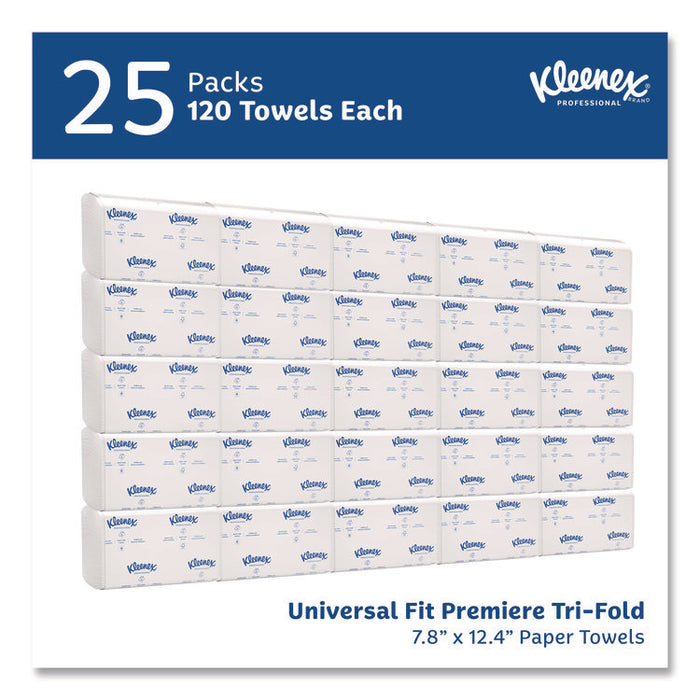 Premiere Folded Towels, 1-Ply, 7.8 x 12.4, White, 120/Pack, 25 Packs/Carton