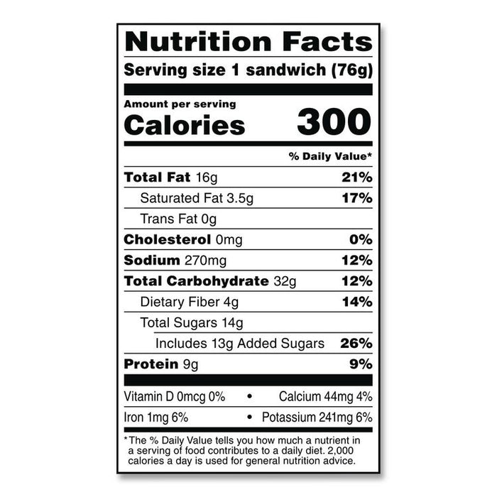 UNCRUSTABLES Peanut Butter and Strawberry Jam on Wheat Bread, 2.6 oz Bag, 48/Carton