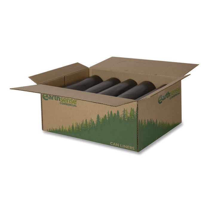 Linear Low Density Recycled Can Liners, 10 gal, 0.85 mil, 24" x 23", Black, 25 Bags/Roll, 20 Rolls/Carton