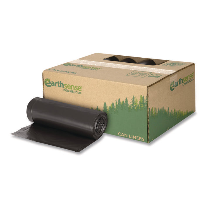 Linear Low Density Recycled Can Liners, 33 gal, 1.65 mil, 33" x 39", Black, 10 Bags/Roll, 10 Rolls/Carton