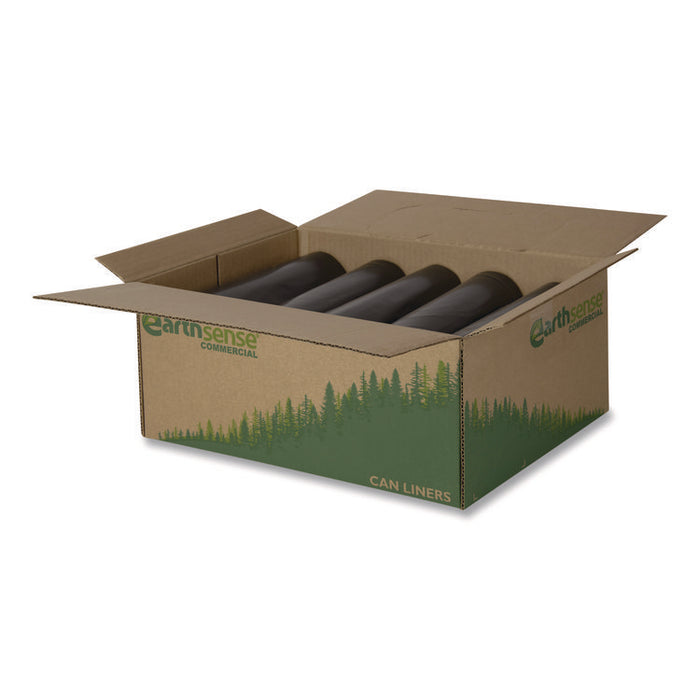 Linear Low Density Recycled Can Liners, 56 gal, 2 mil, 43" x 47", Black, 10 Bags/Roll, 10 Rolls/Carton