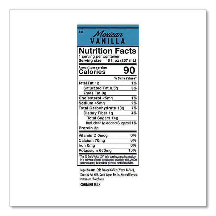 Cold Brew Coffee + Protein, Mexican Vanilla, 8 oz Can, 12/Pack