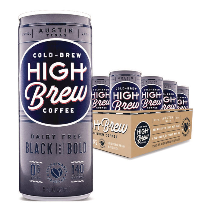 Cold Brew Coffee + Protein, Black and Bold, 8 oz Can, 12/Pack
