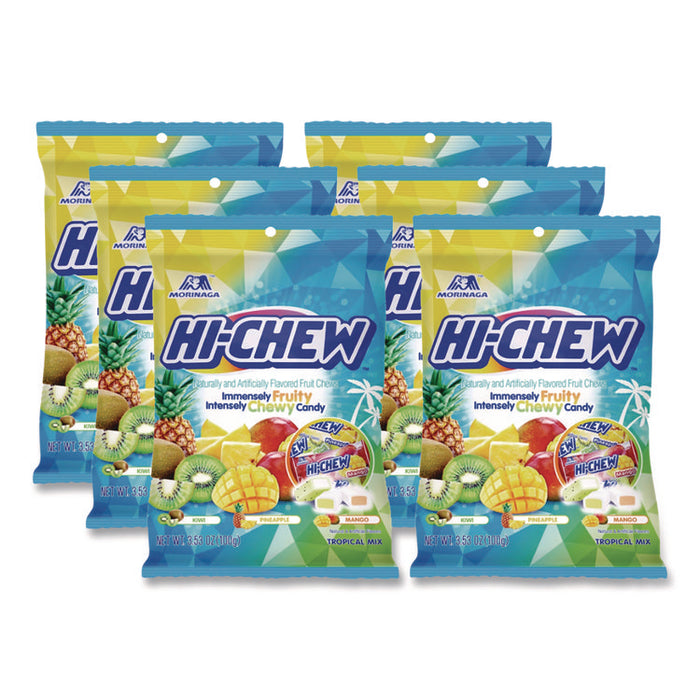 Fruit Chews, Tropical, Peg Bag 3.53 oz, 6/Carton