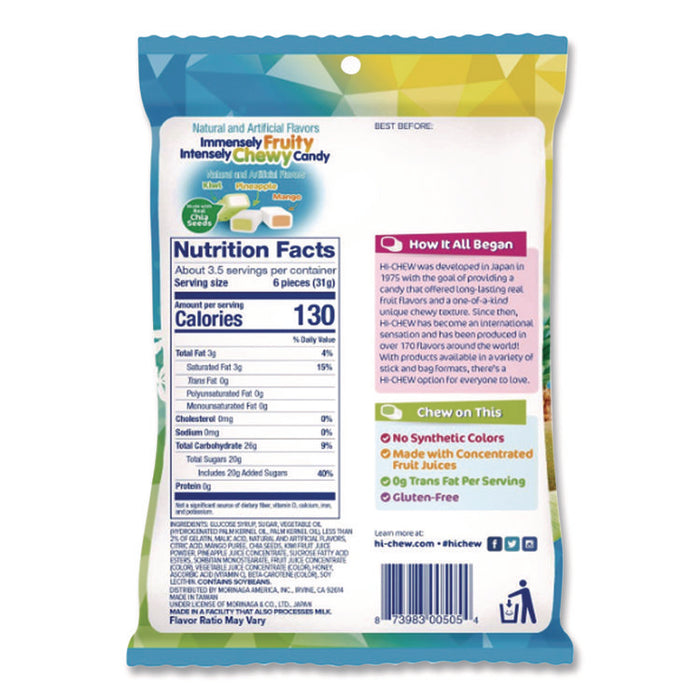 Fruit Chews, Tropical, Peg Bag 3.53 oz, 6/Carton