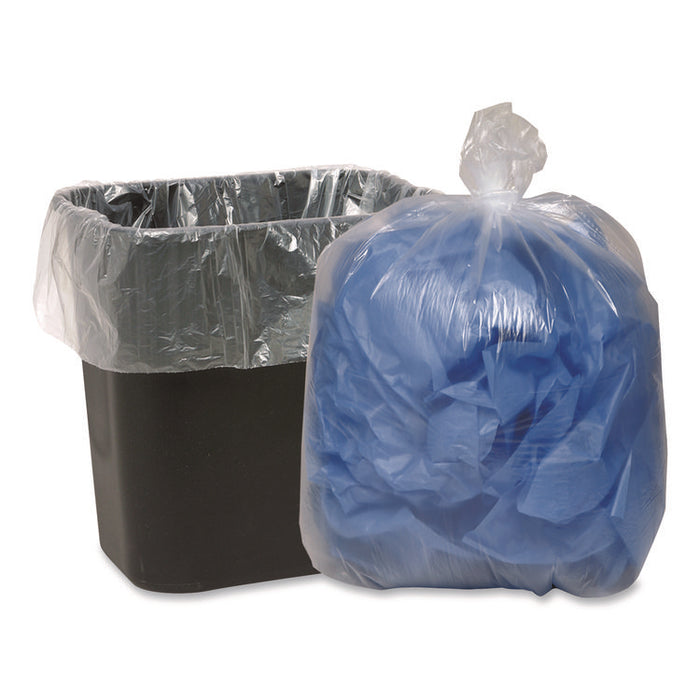 Linear Low Density Clear Recycled Can Liners, 33 gal, 1.25 mil, 33" x 39", Clear, 10 Bags/Roll, 10 Rolls/Carton