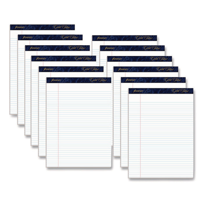 Gold Fibre Writing Pads, Narrow Rule, (50) White 8.5 x 11 Sheets, Dozen