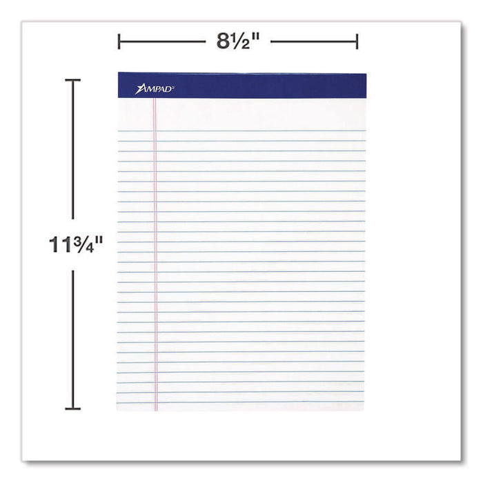 Perforated Writing Pads, Wide/Legal Rule, (50) White 8.5 x 11 Sheets, Dozen