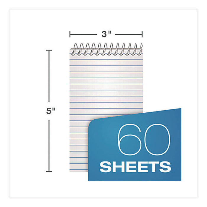 Memo Pads, Assorted Cover Colors, Narrow Rule, (60) White 3 x 5 Sheets, Dozen