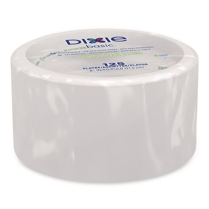 Paper Dinnerware, Plate, 8.5" dia, White, 125/Pack