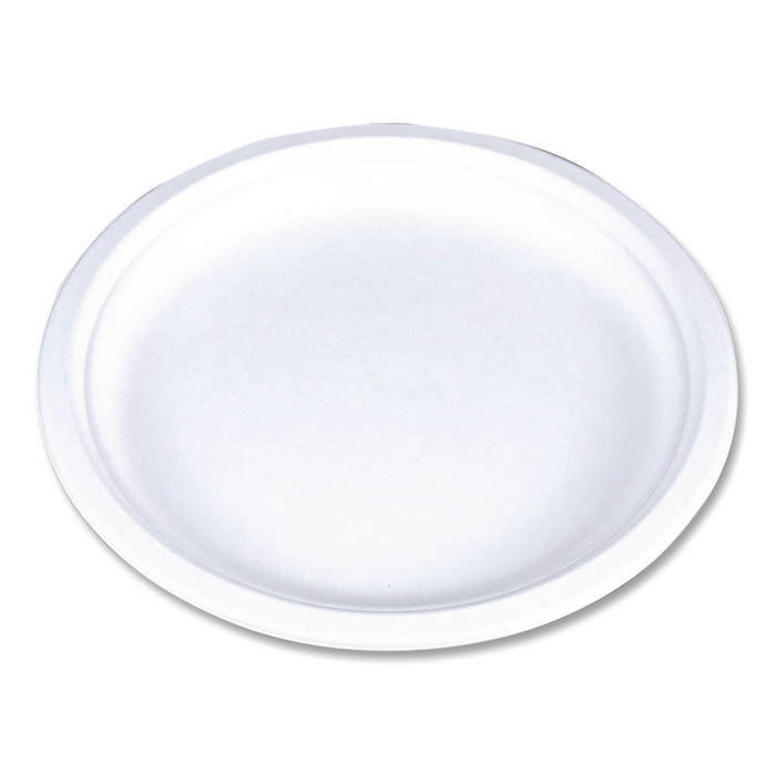 ChampWare Molded Fiber Tableware, Molded Fiber Plate, 9" dia, White, 125 Plates/Sleeve, 4 Sleeves/Carton