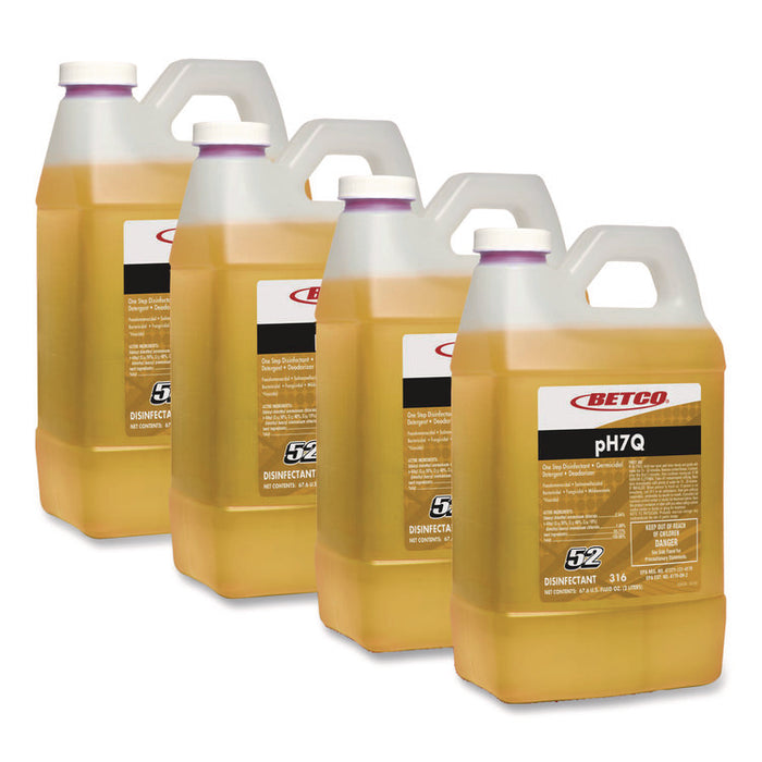 pH7Q FastDraw Neutral Disinfectant, Pleasant Lemon Scent, 2 L Bottle, 4/Carton