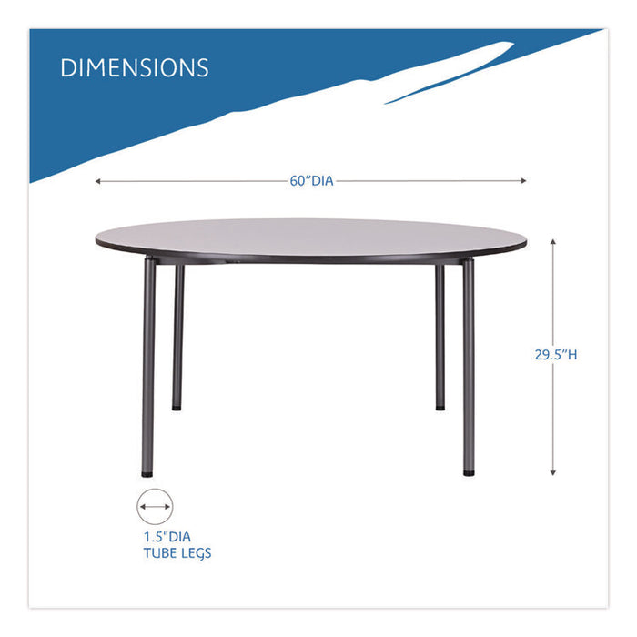 Maxx Legroom Wood Folding Table, Round, 60" x 29.5", Gray/Charcoal