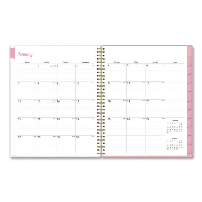 Mimi Pink Weekly/Monthly Planner, Floral Artwork, 11 x 8.5, Pink/Blue/Rose Cover, 12-Month (Jan to Dec): 2026