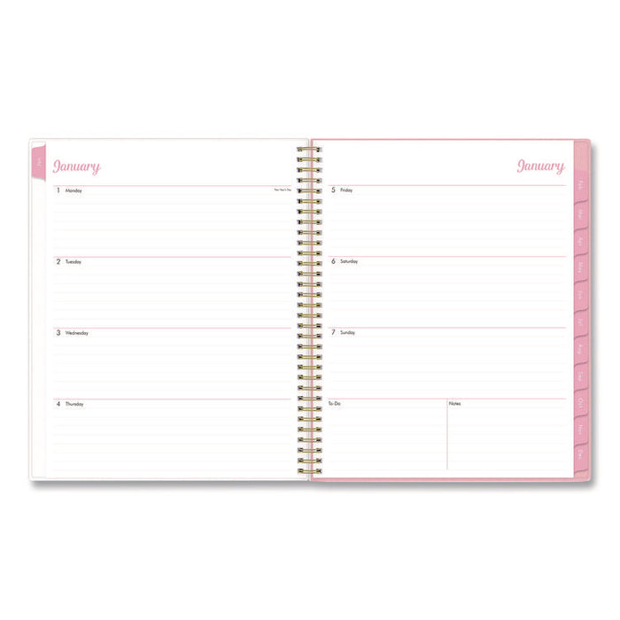 Mimi Pink Weekly/Monthly Planner, Floral Artwork, 11 x 8.5, Pink/Blue/Rose Cover, 12-Month (Jan to Dec): 2026