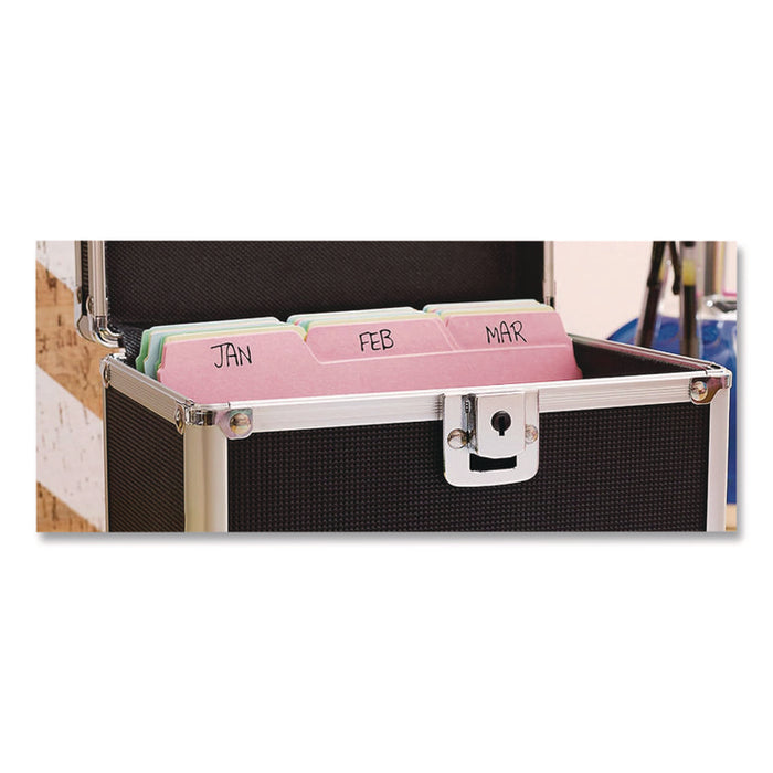 Locking Index Card File, Holds 550 5 x 8 Cards, 8.75 x 5.5 x 5.75, Black
