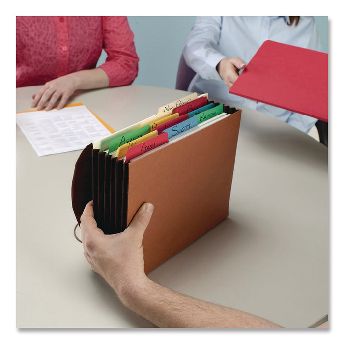Recycled Redrope Wallets, 5.25" Expansion, 1 Section, Elastic Cord Closure, Letter Size, Redrope, 10/Box