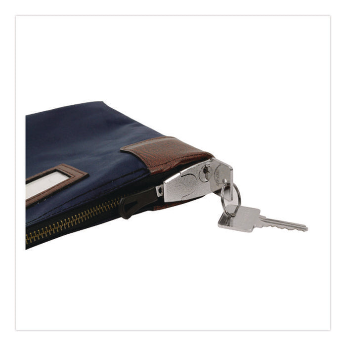 Key Lock Deposit Bag with Locking Zipper, Vinyl, 11.2" x 1.2" x 8.7", Navy Blue