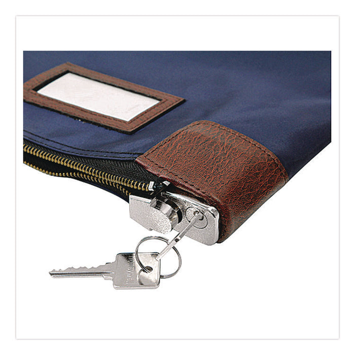 Key Lock Deposit Bag with Locking Zipper, Vinyl, 11.2" x 1.2" x 8.7", Navy Blue