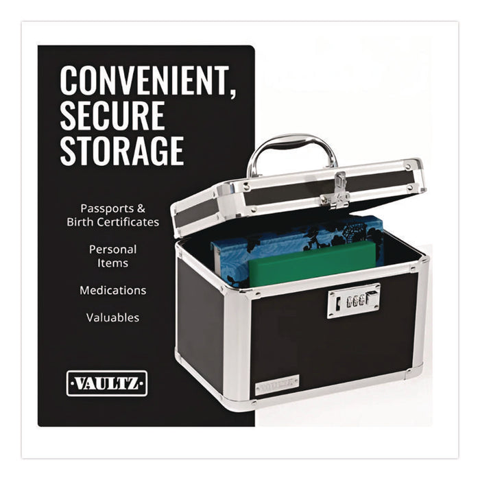 Latching Lid Locking Personal Security Box, 1 Compartment, Combination Lock, 10" x 7.5" x 7.75", Black