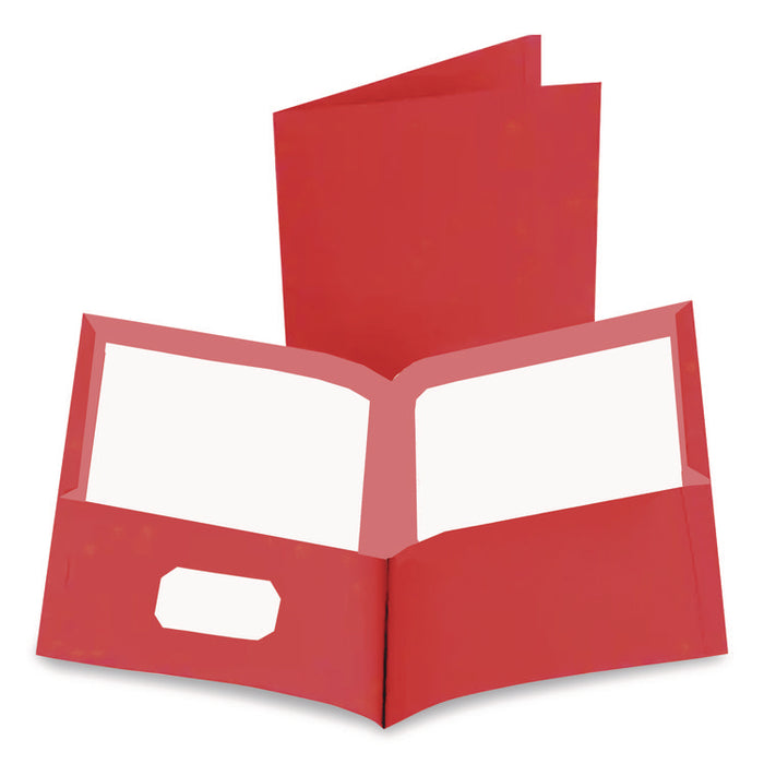 Earthwise by Oxford 100% Recycled Twin-Pocket Folder, Accommodates (100) 11 x 8.5 Sheets, Red, 10/Pack