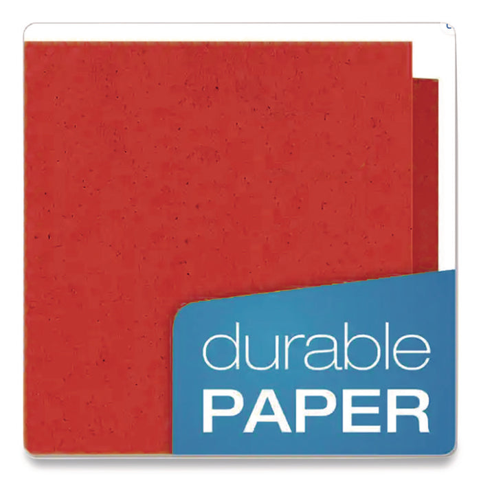 Earthwise by Oxford 100% Recycled Twin-Pocket Folder, Accommodates (100) 11 x 8.5 Sheets, Red, 10/Pack