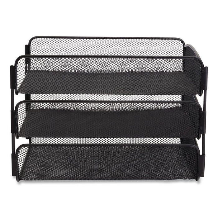 Onyx Desk Tray, 3 Sections, Letter Size Files, 9.25" x 11.75" x 8", Black