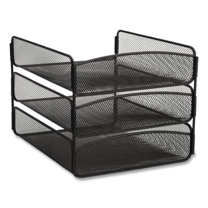 Onyx Desk Tray, 3 Sections, Letter Size Files, 9.25" x 11.75" x 8", Black
