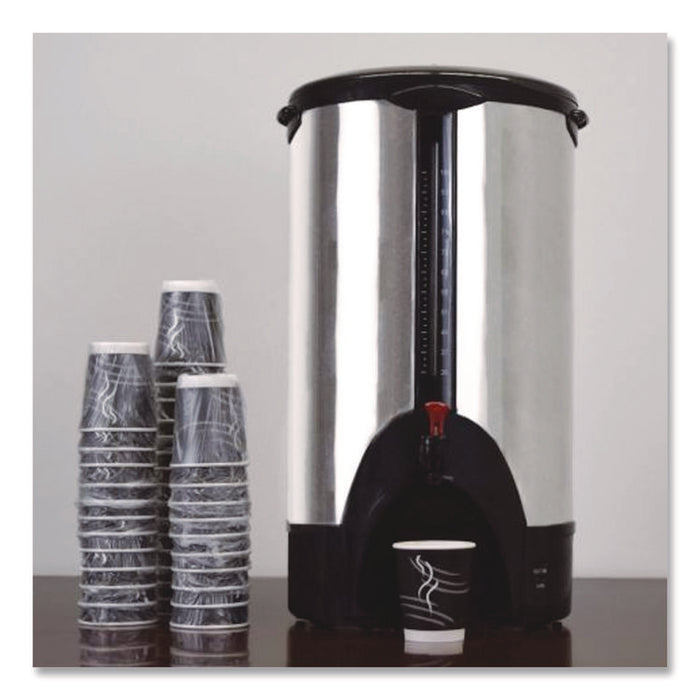 Home/Business 100-Cup Double-Wall Percolating Urn, Stainless Steel