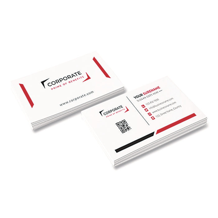 Heavyweight Printable Microperforated Business Cards, Copier/Inkjet/Laser/Offset, 2 x 3.5, White, 10/Sheet, 250 Sheets/Pack