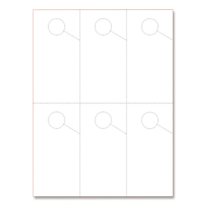 Micro-Perforated Parking Pass, 110 lb Index Weight, 8.25 x 11, White, 6 Passes/Sheet, 50 Sheets/Pack